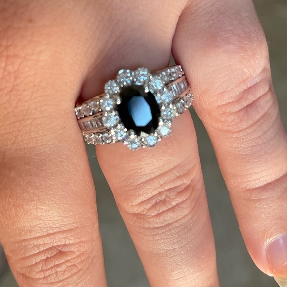 Effy 1.9 ct t.w Sapphire 0.94 ct t.w Diamond Ring 14k White Gold - Picture 7 of 9